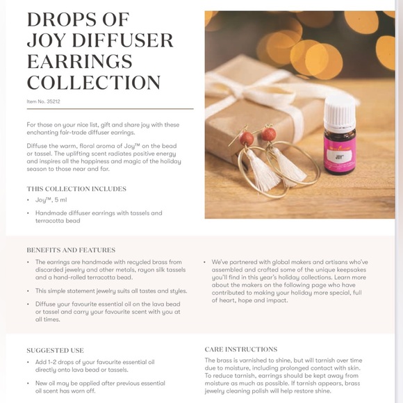 Young Living Drops of Joy Diffuser Earrings - Picture 6 of 6